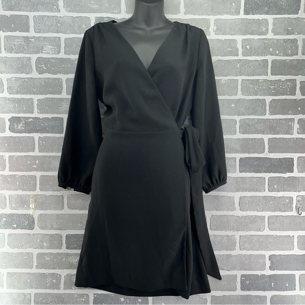 J. Crew Black Long Sleeve Wrap Dress Size 6